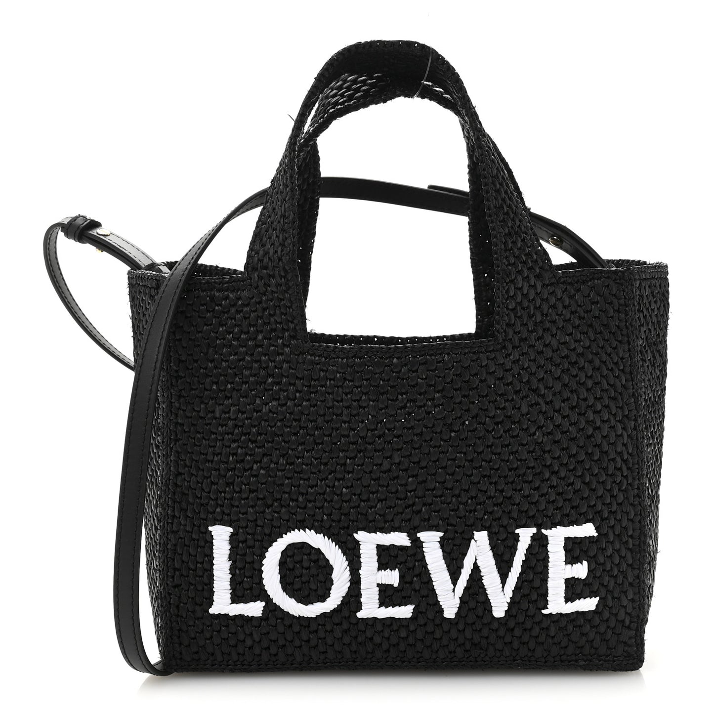 X PAULA'S IBIZA Raffia Font Tote Black