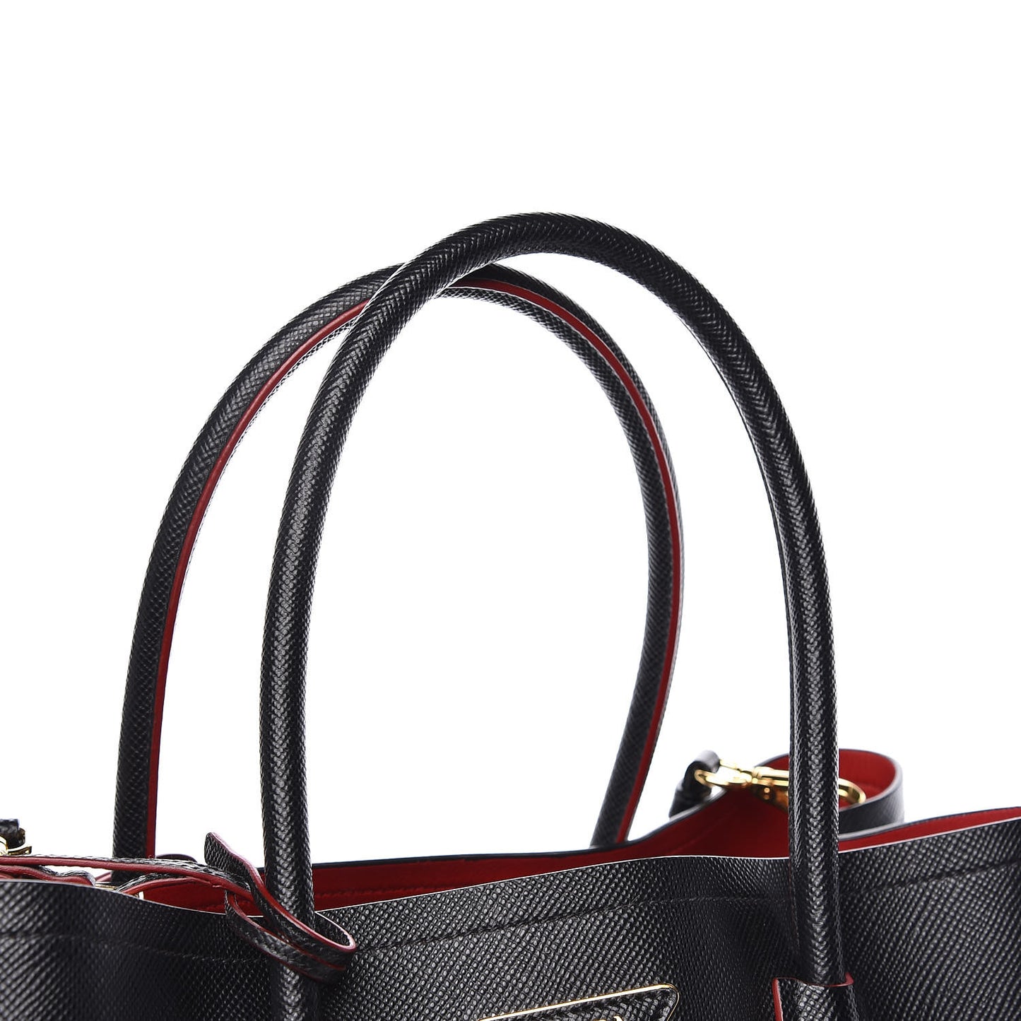 Saffiano Cuir Large Double Bag Black Fuoco