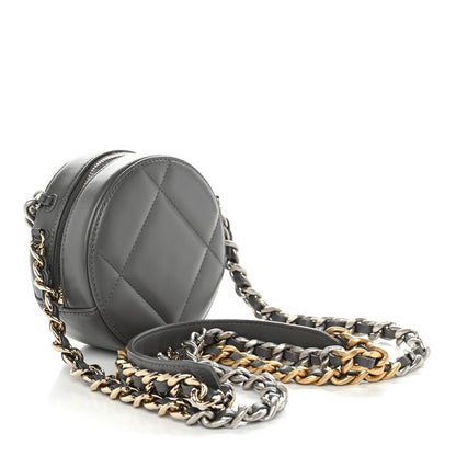 Chanel Lambskin Quilted Chanel 19 Round Clutch With Chain Grey 3 of 10