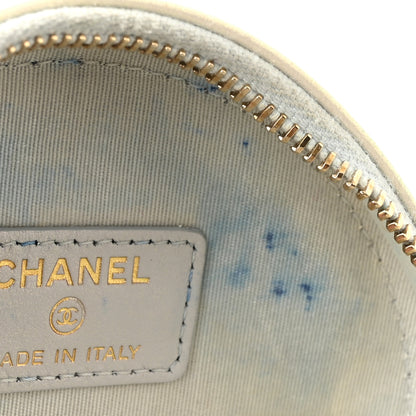 Chanel Iridescent Calfskin Quilted Chanel 19 Round Clutch With Chain White 12 of 14