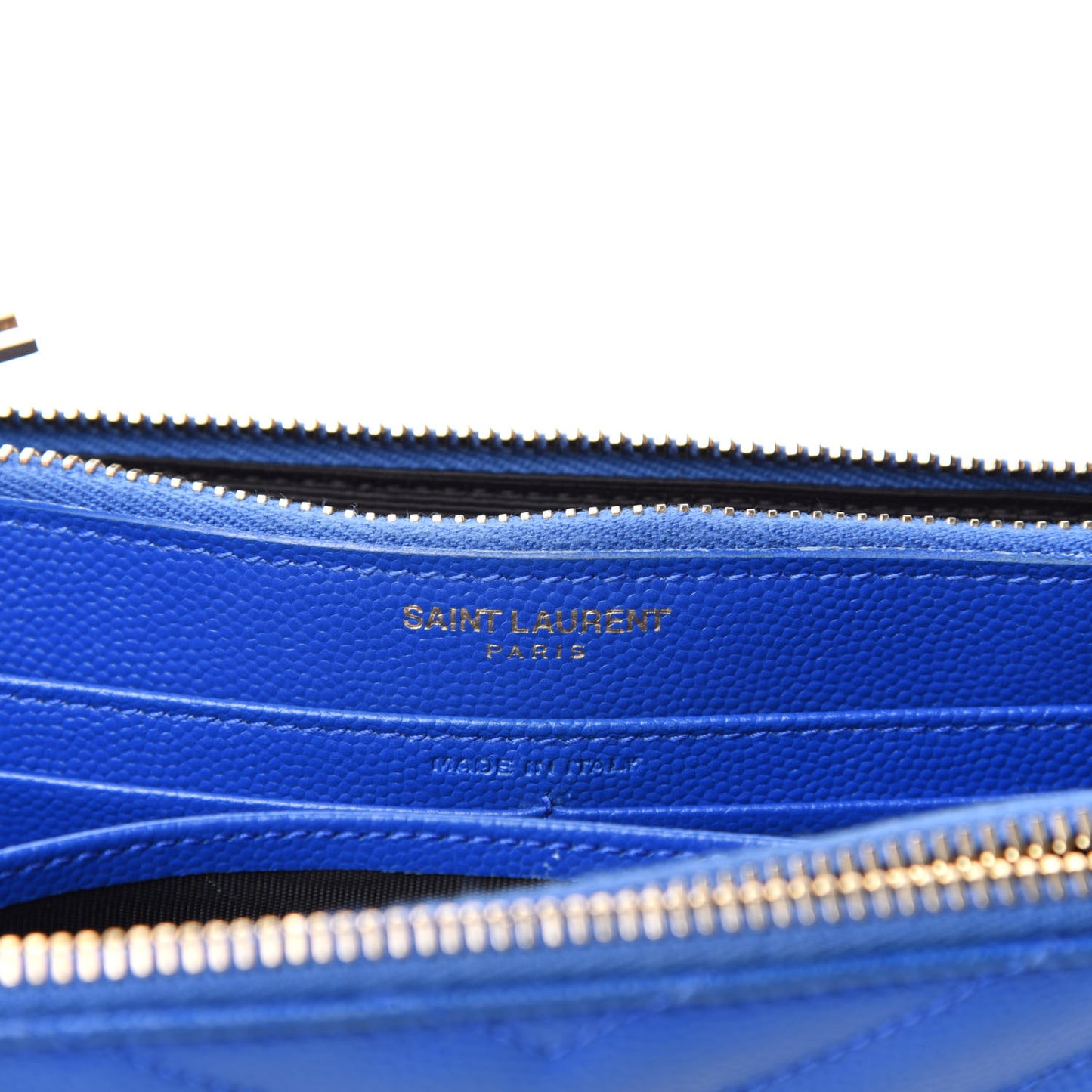 Grain De Poudre Matelasse Chevron Monogram Double Zip Wallet Blue Majorelle