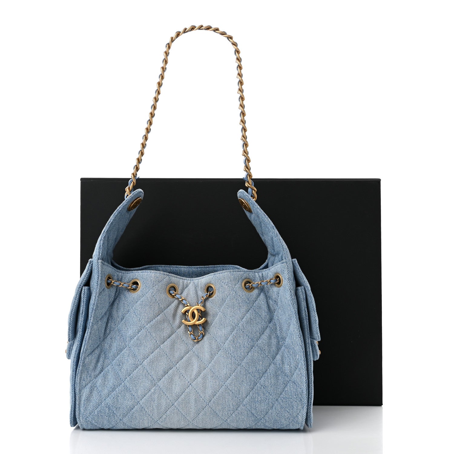 Chanel Washed Denim Quilted Small Chanel 25 Handbag Blue 1661095