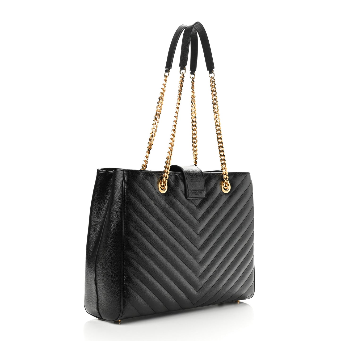 Grain De Poudre Matelasse Chevron Monogram Shopping Bag Black