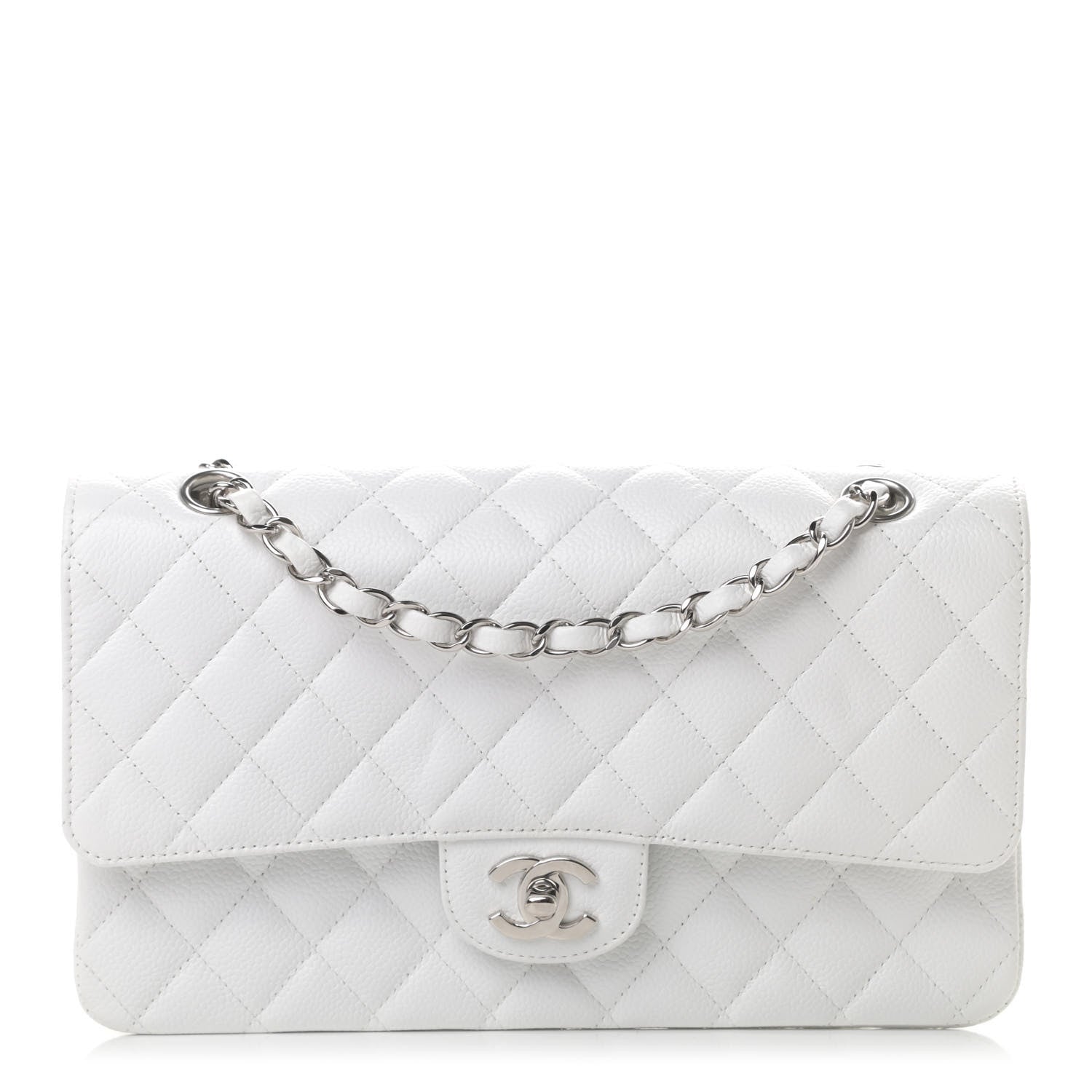 Chanel Caviar Quilted Medium Double Flap White 1 of 13