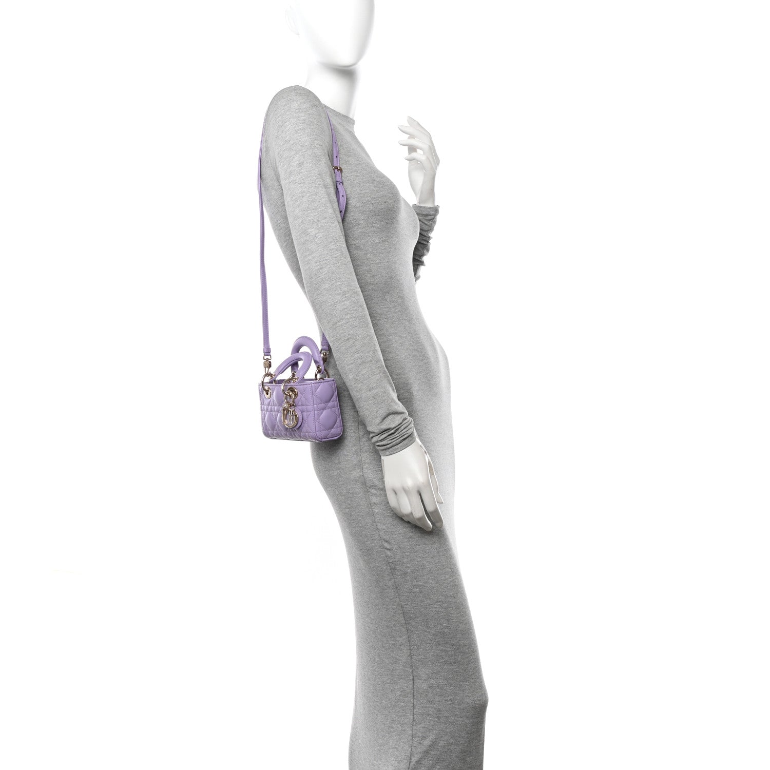 Christian Dior Lambskin Cannage Micro Lady D-Joy Light Purple 2 of 12