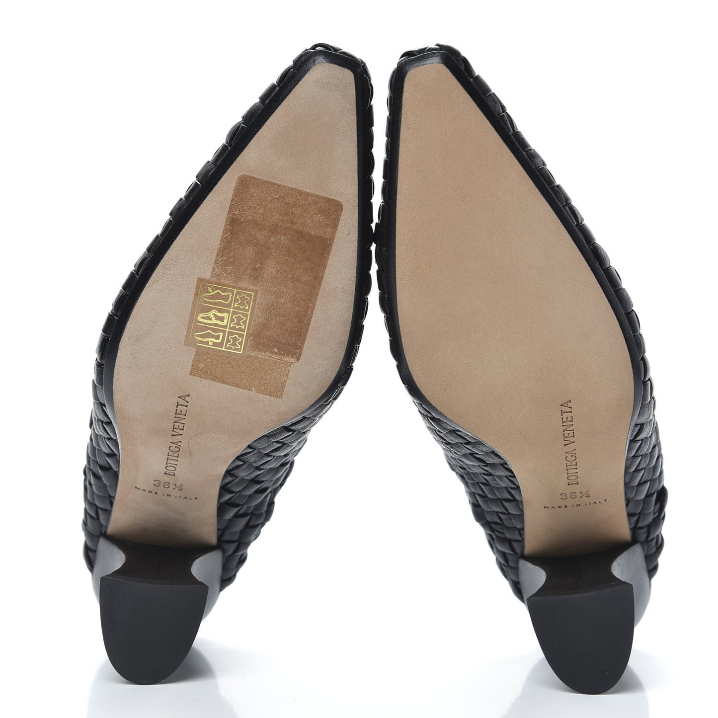 Nappa Intrecciato Almond Mules 36.5 Black