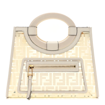 Fendi TPU FF Vitello Century Plexiglass Small Runaway Shopper Tote White 1 of 12