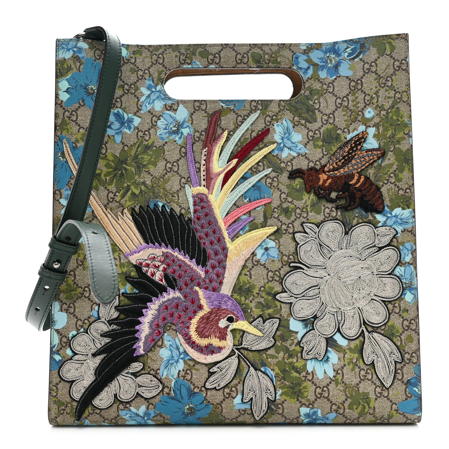 GG Supreme Monogram Blooms Embroidered Medium XL Tote
