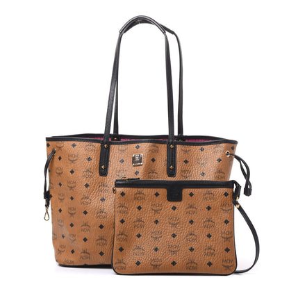 MCM Visetos Medium Project Reversible Shopper Tote Cognac 1 of 10