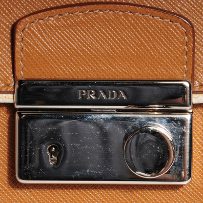 Prada Saffiano Lux Medium Sound Shoulder Bag Caramel 7 of 10