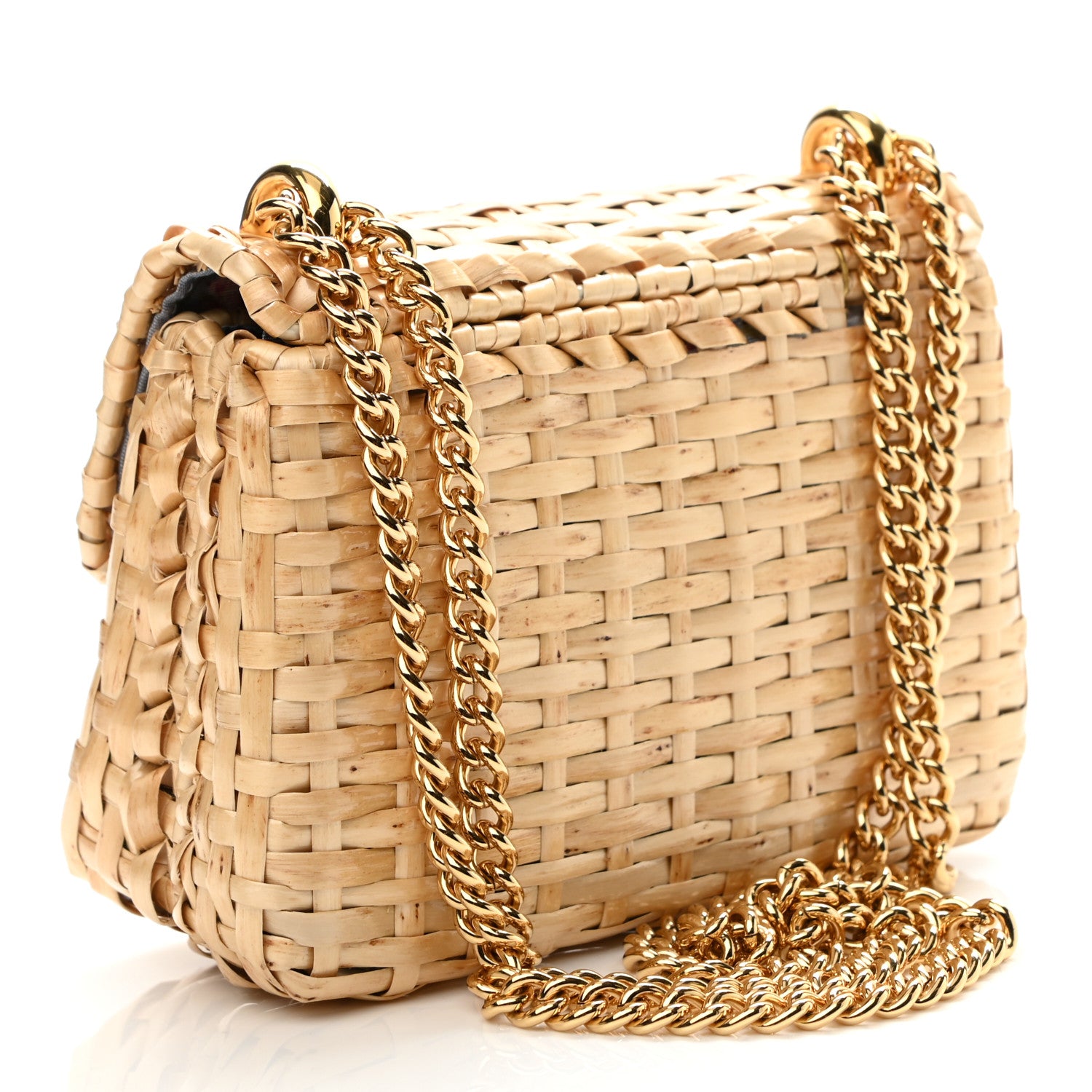 Gucci Glazed Wicker Mini Cestino Shoulder Bag Natural 3 of 11