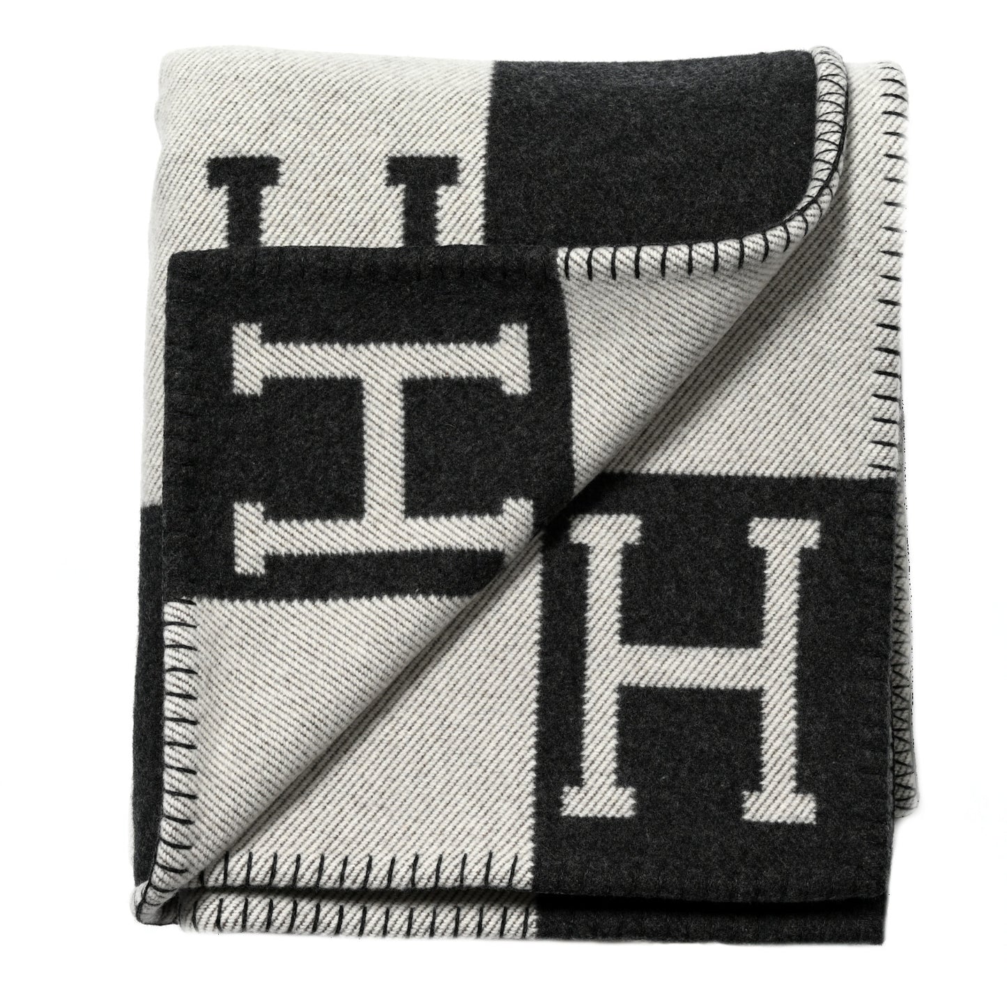 Wool Cashmere Avalon Blanket Ecru Gris Fonce