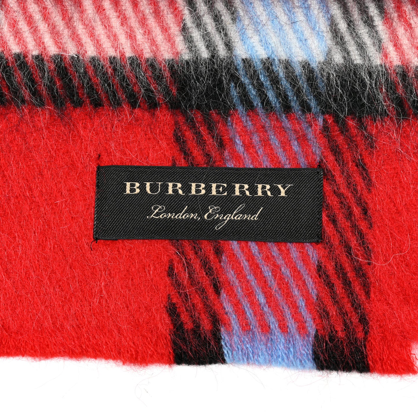 Mohair Wool Check Scarf Bright Red