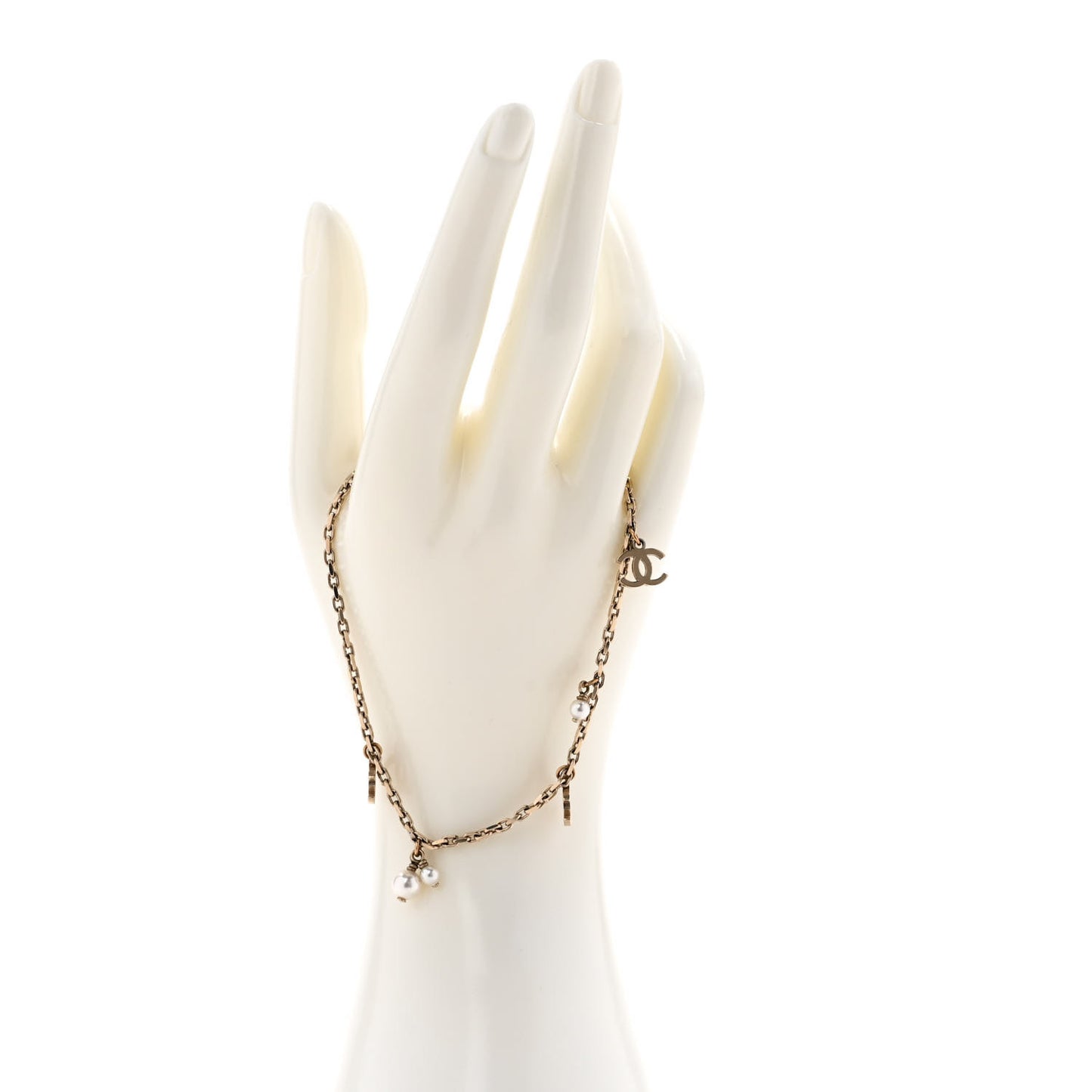 Pearl CC Chain Anklet Gold