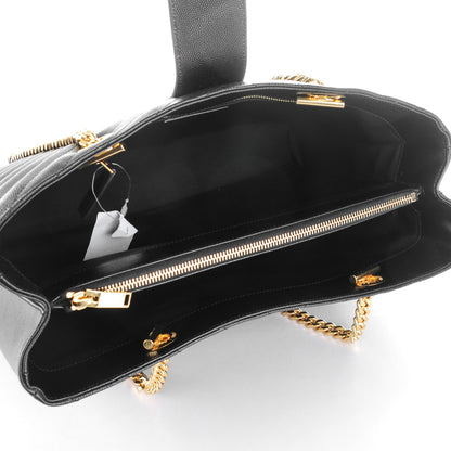 Saint Laurent Grain De Poudre Matelasse Chevron Monogram Shopping Bag Black 5 of 7