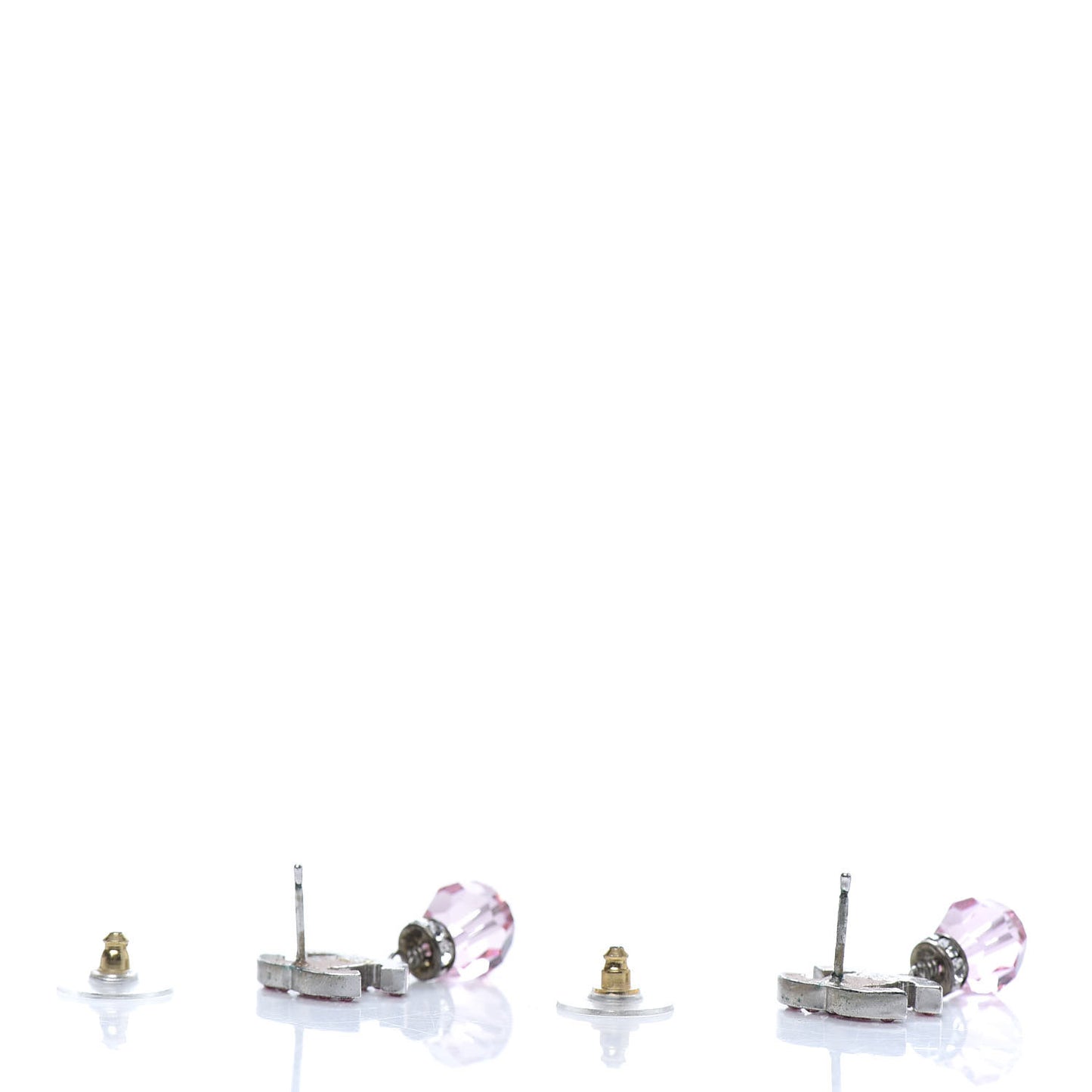 Crystal CC Drop Earrings Pink Ruthenium