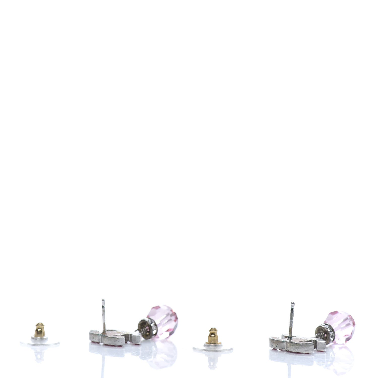 Chanel Crystal CC Drop Earrings Pink Ruthenium 4 of 4