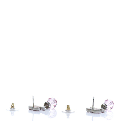 Chanel Crystal CC Drop Earrings Pink Ruthenium 4 of 4