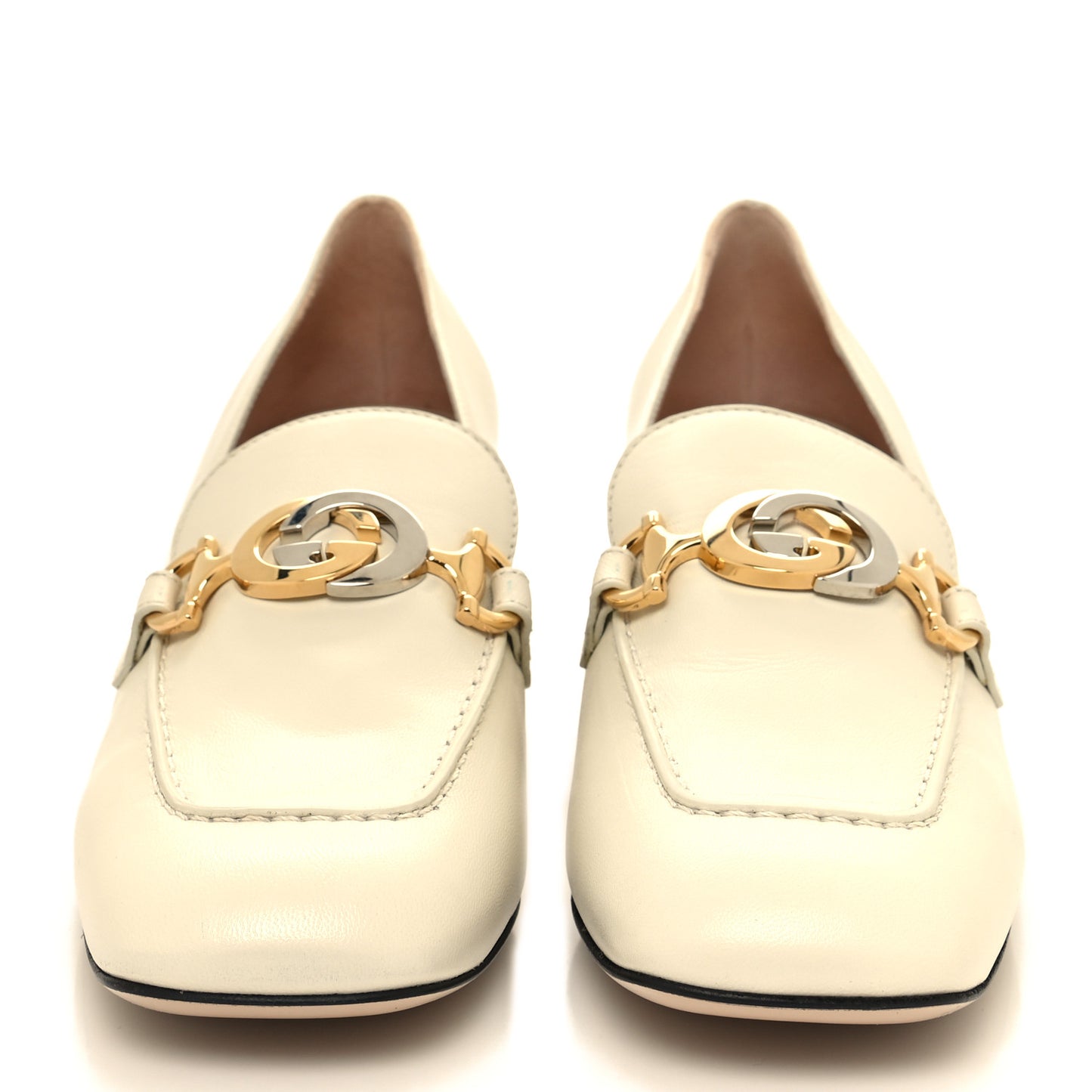 Malaga Kid Zumi Mid Heel Loafers 39 Vintage White