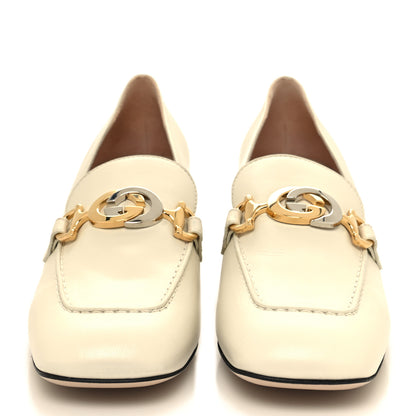 Gucci Malaga Kid Zumi Mid Heel Loafers 39 Vintage White 2 of 9