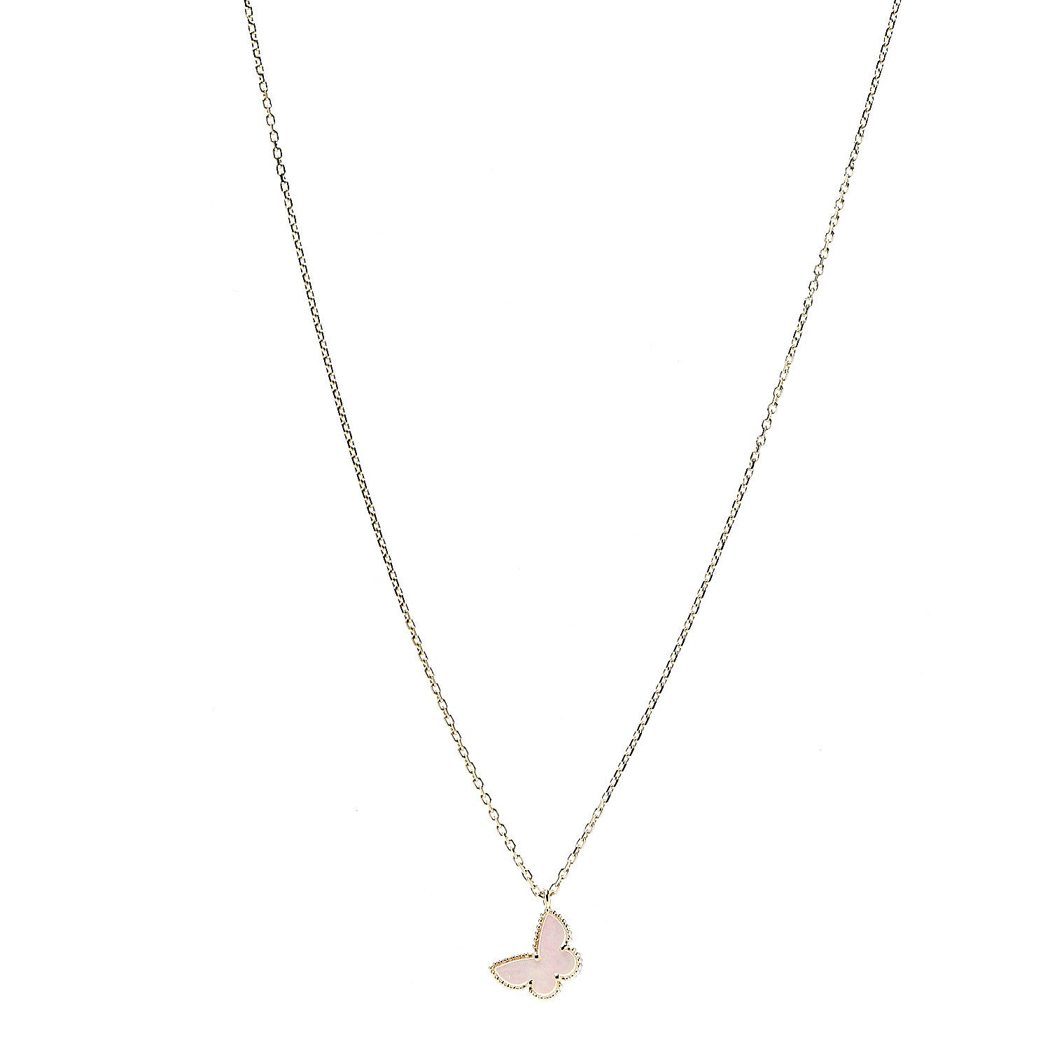 Van Cleef & Arpels 18K Yellow Gold Mother of Pearl Sweet Alhambra Butterfly Pendant Necklace 1 of 5