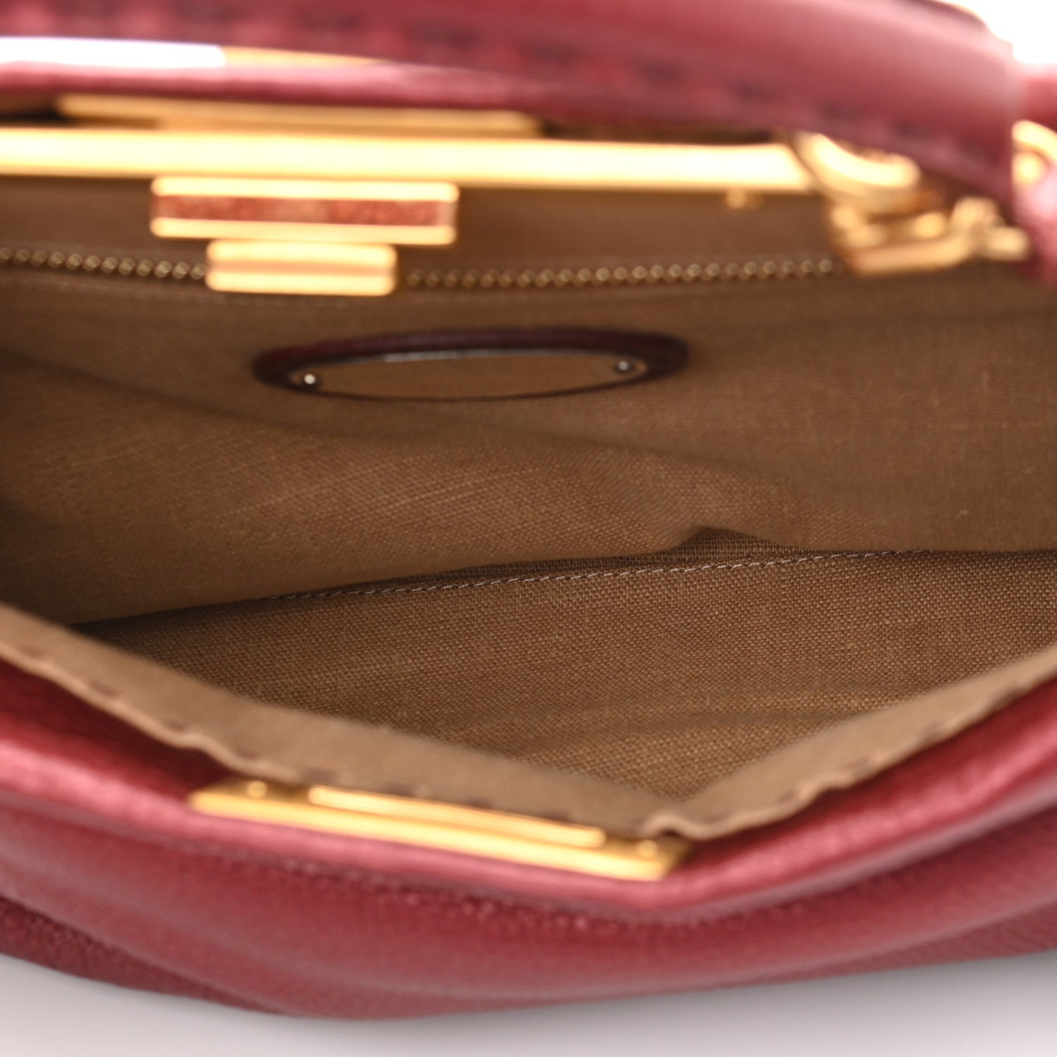 Fendi Cuoio Romano Selleria Medium Peekaboo Iconic Satchel Red 5 of 10