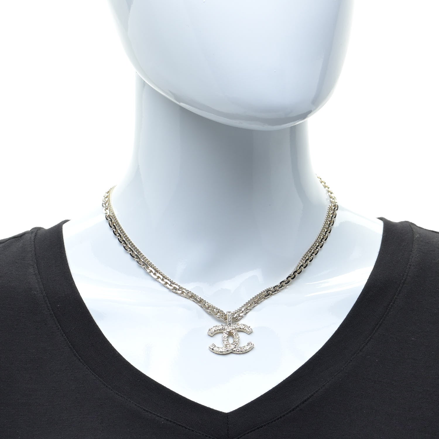 Chanel Crystal CC Multi Strand Chain Necklace Gold 2 of 7