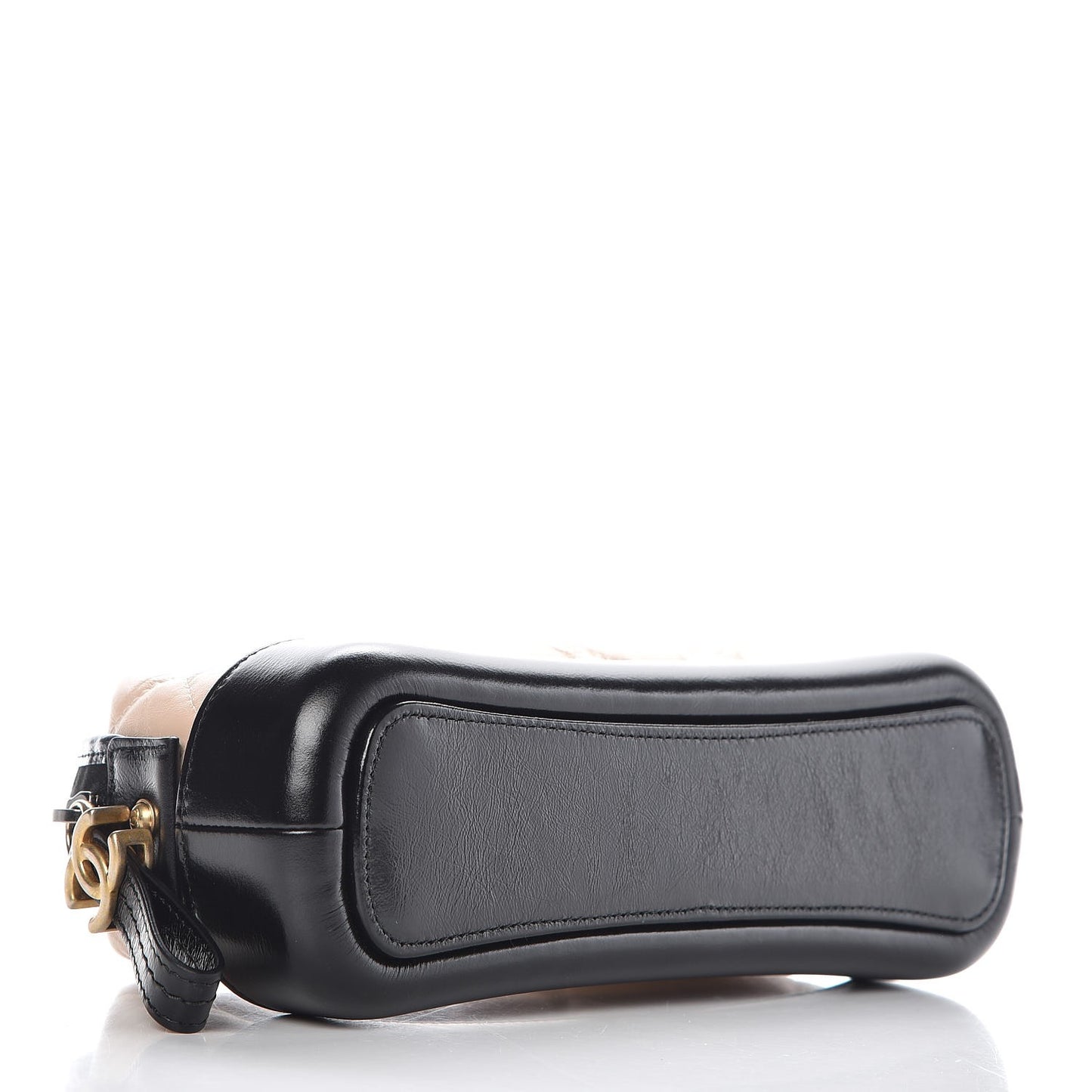 Aged Calfskin Quilted Gabrielle Classic Pouch Beige Black
