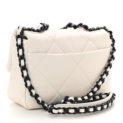 Chanel Glossy Calfskin Quilted Medium Chanel 19 Flap White Black 3 of 10