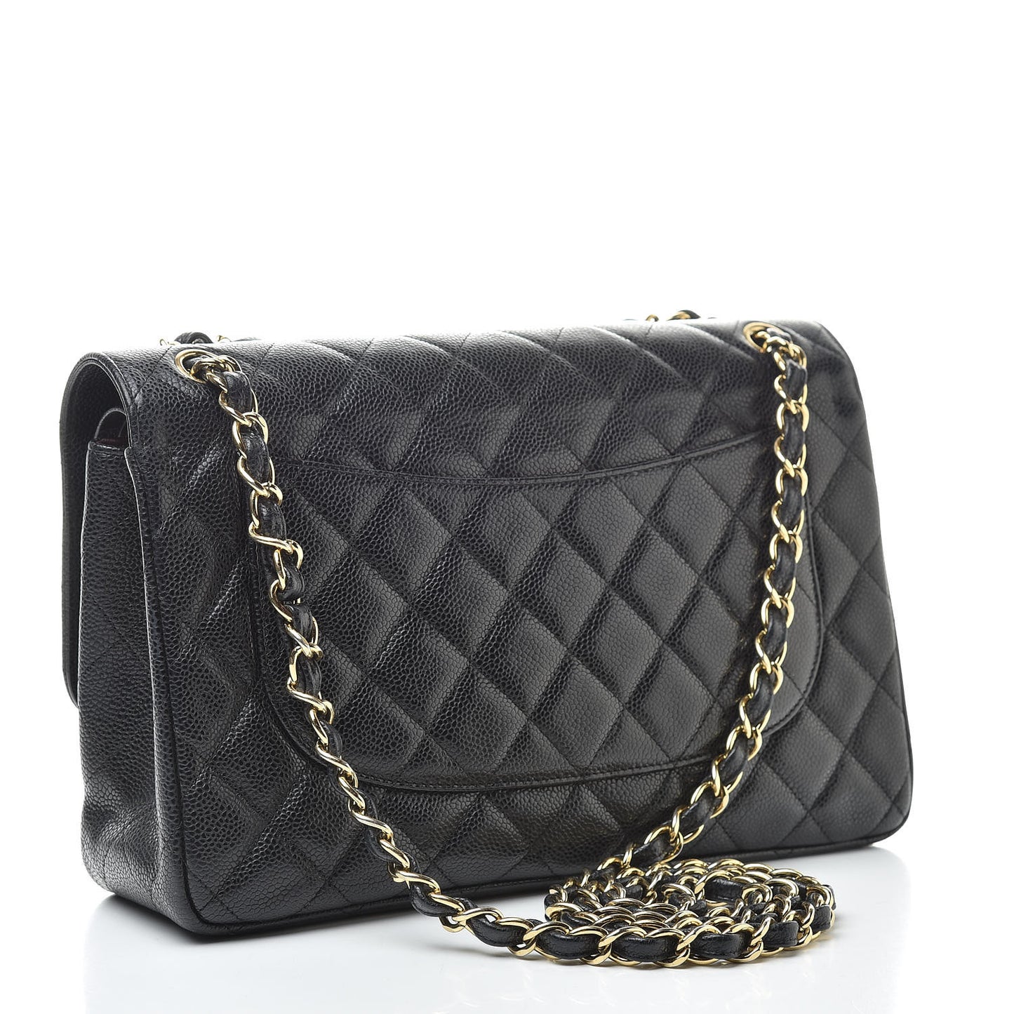 Caviar Quilted Jumbo Double Flap Black