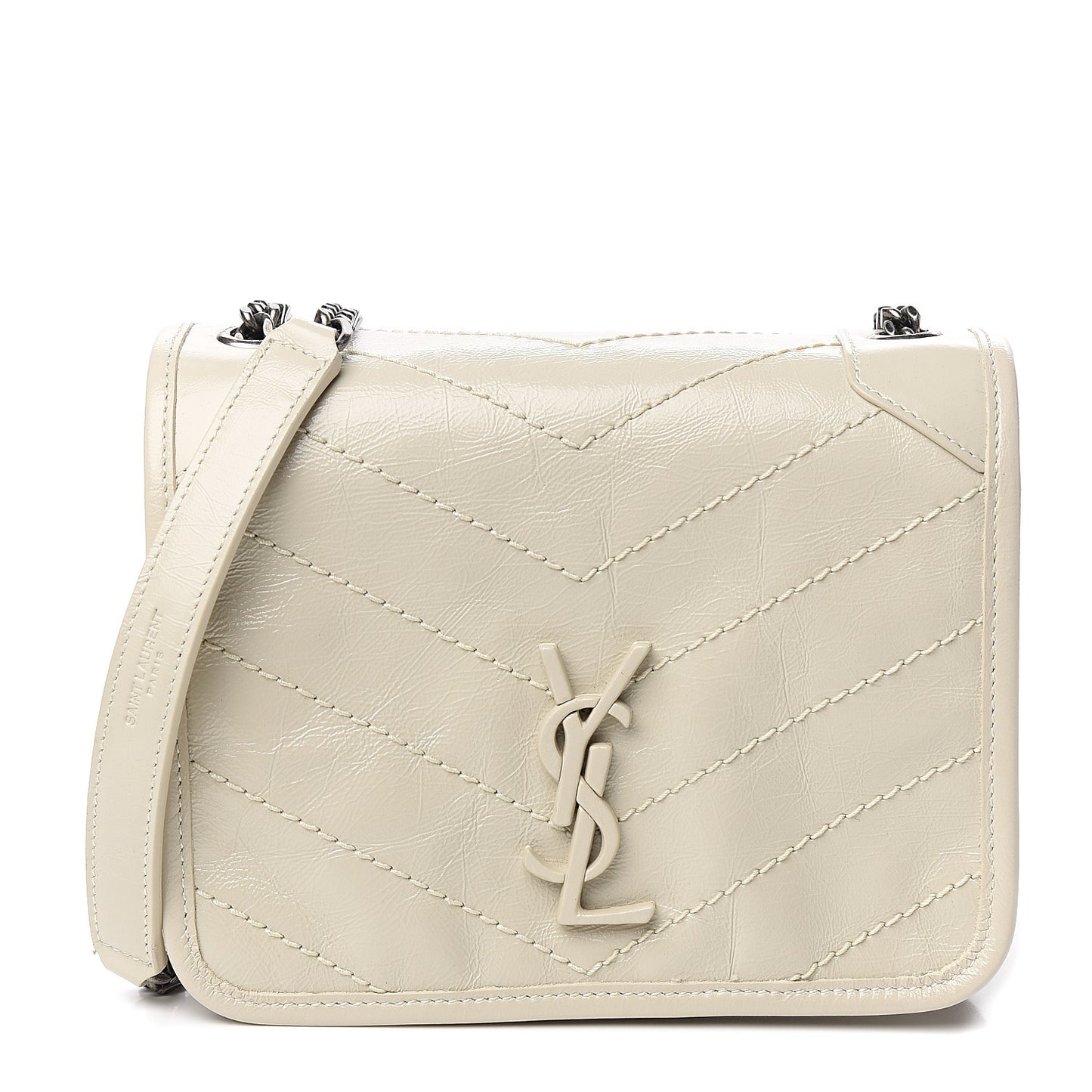 Crinkled Calfskin Matelasse Monogram Niki Chain Wallet Crema Soft