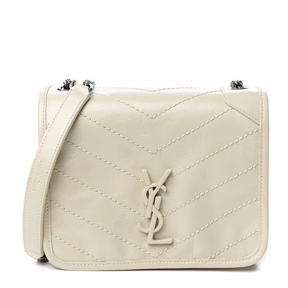 Saint Laurent Crinkled Calfskin Matelasse Monogram Niki Chain Wallet Crema Soft 1 of 9