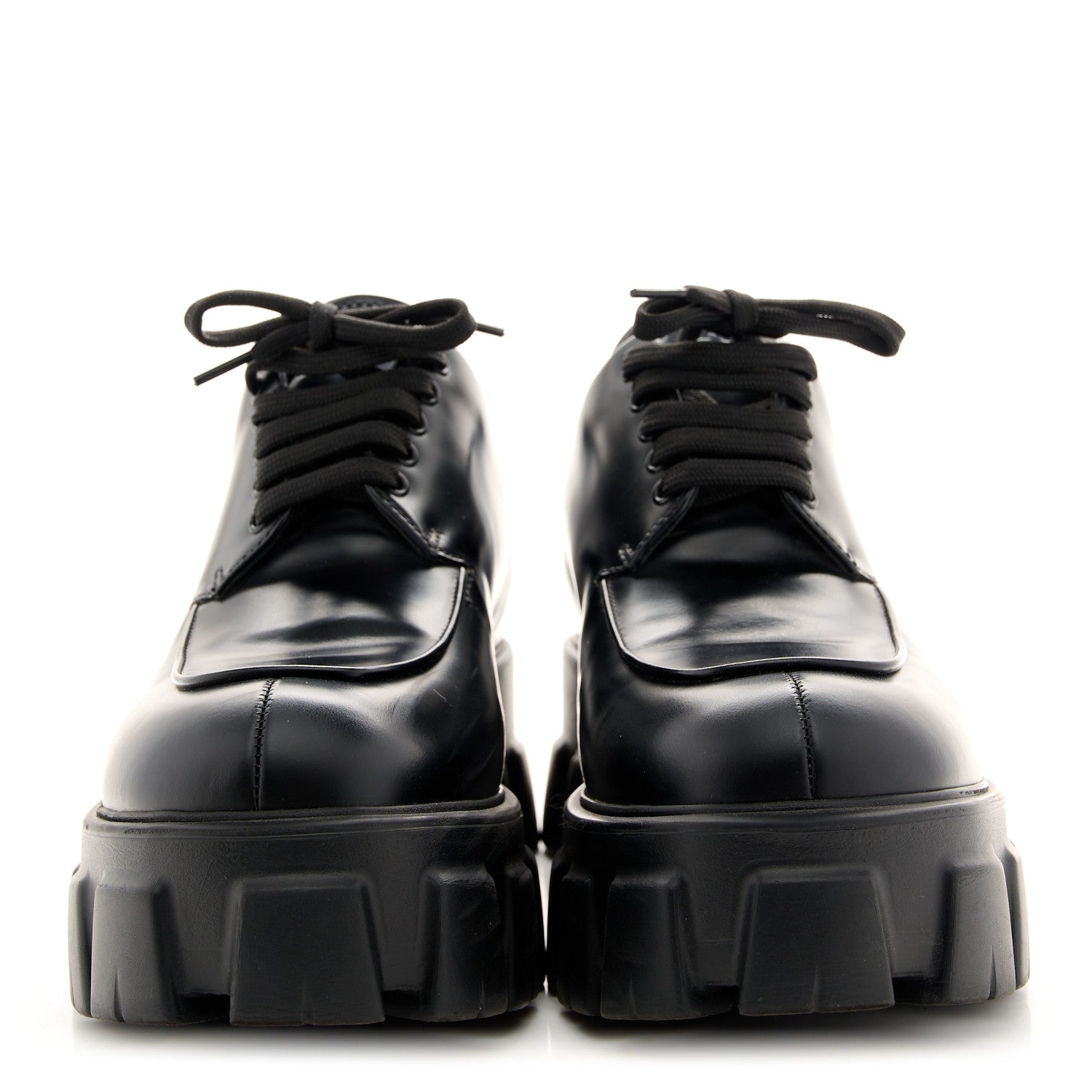 Prada Spazzolato Rois Monolith 55mm Derby Loafers 39 Black 3 of 8