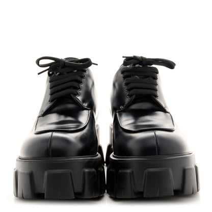 Prada Spazzolato Rois Monolith 55mm Derby Loafers 39 Black 3 of 8