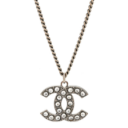 Chanel Crystal CC Pendant Necklace Silver 4 of 6