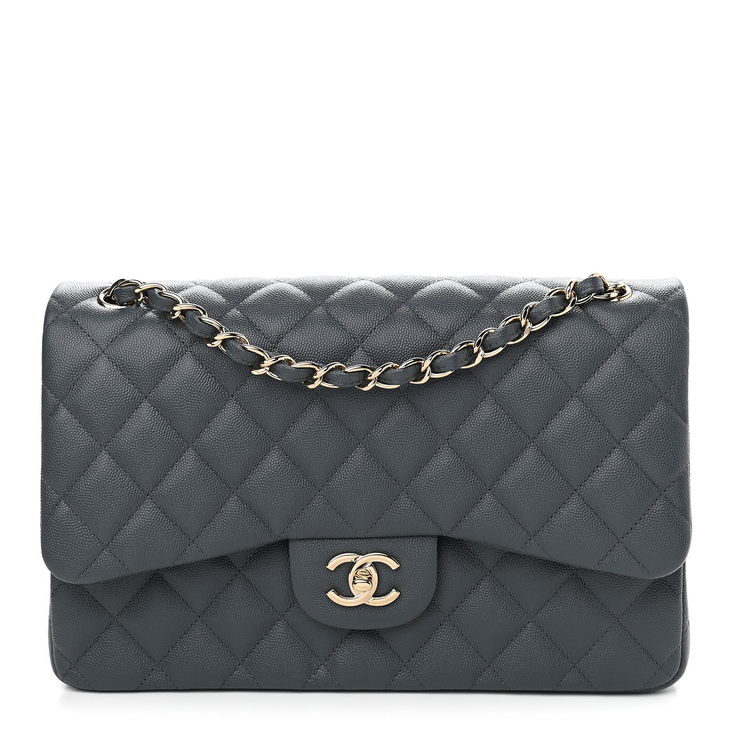 Chanel Caviar Quilted Jumbo Double Flap Dark Blue 1 of 9