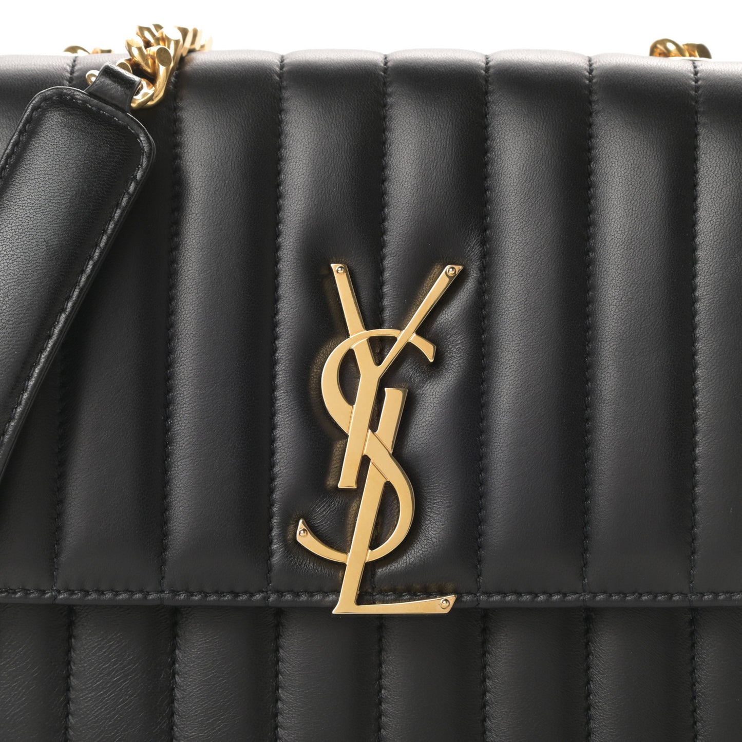 Lambskin Matelasse Monogram Medium Vicky Chain Bag Black