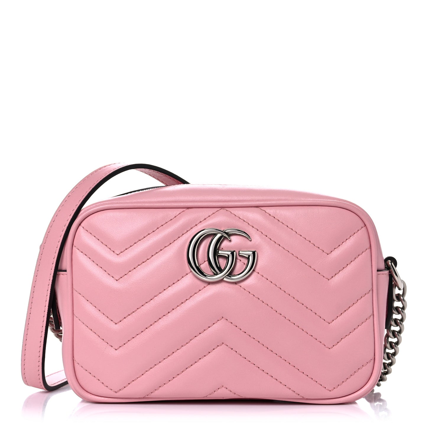 Calfskin Matelasse Mini GG Marmont Chain Shoulder Bag Wild Rose