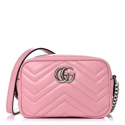 Gucci Calfskin Matelasse Mini GG Marmont Chain Shoulder Bag Wild Rose 1 of 10
