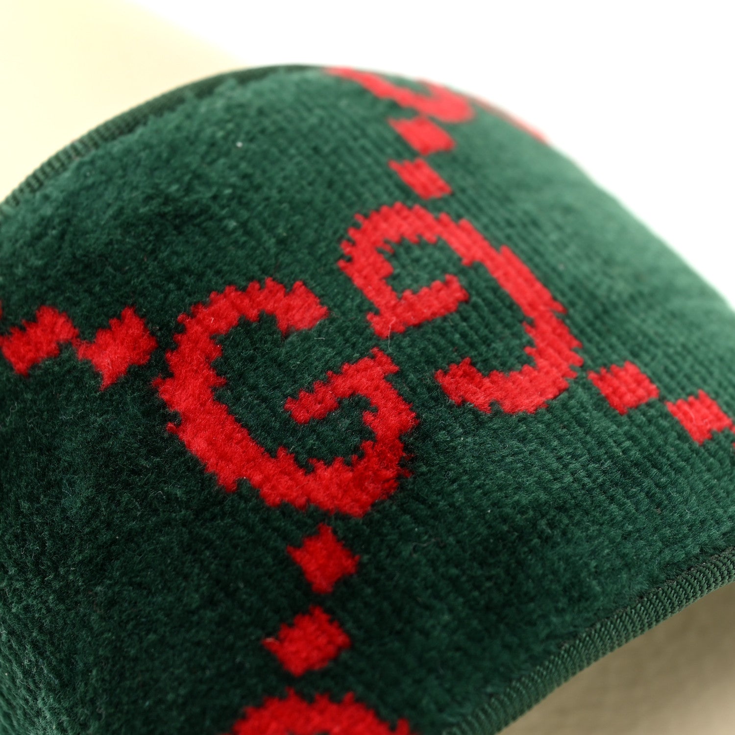 Gucci Velvet GG Monogram Slide Sandals 36 Green Red 14 of 17