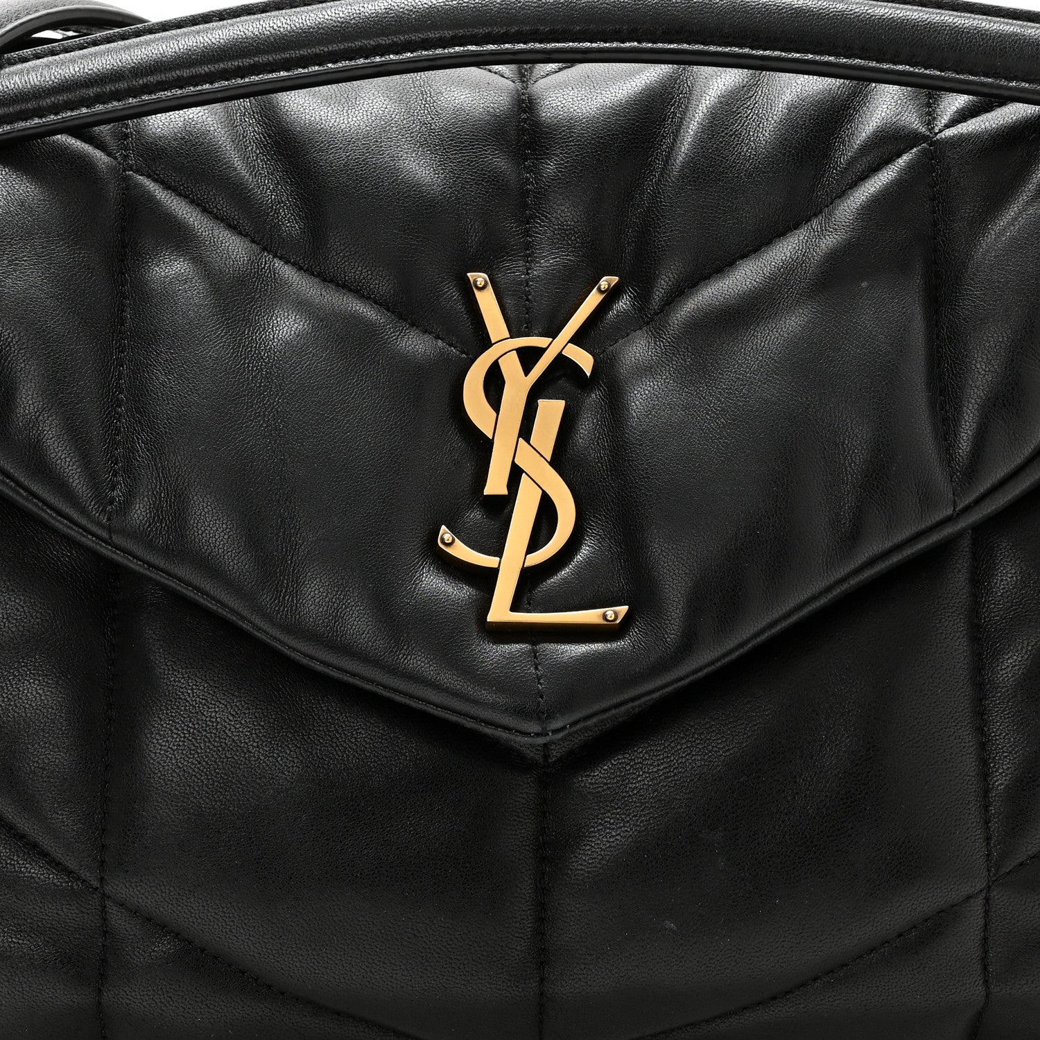 Saint Laurent Lambskin Quilted Medium Loulou Puffer Monogram Chain Satchel Black 8 of 16