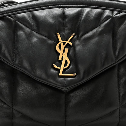Saint Laurent Lambskin Quilted Medium Loulou Puffer Monogram Chain Satchel Black 8 of 16