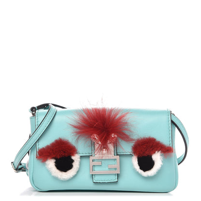 Fendi Nappa Rabbit Fox Fur Micro Buggie Baguette Tiffany 1 of 8