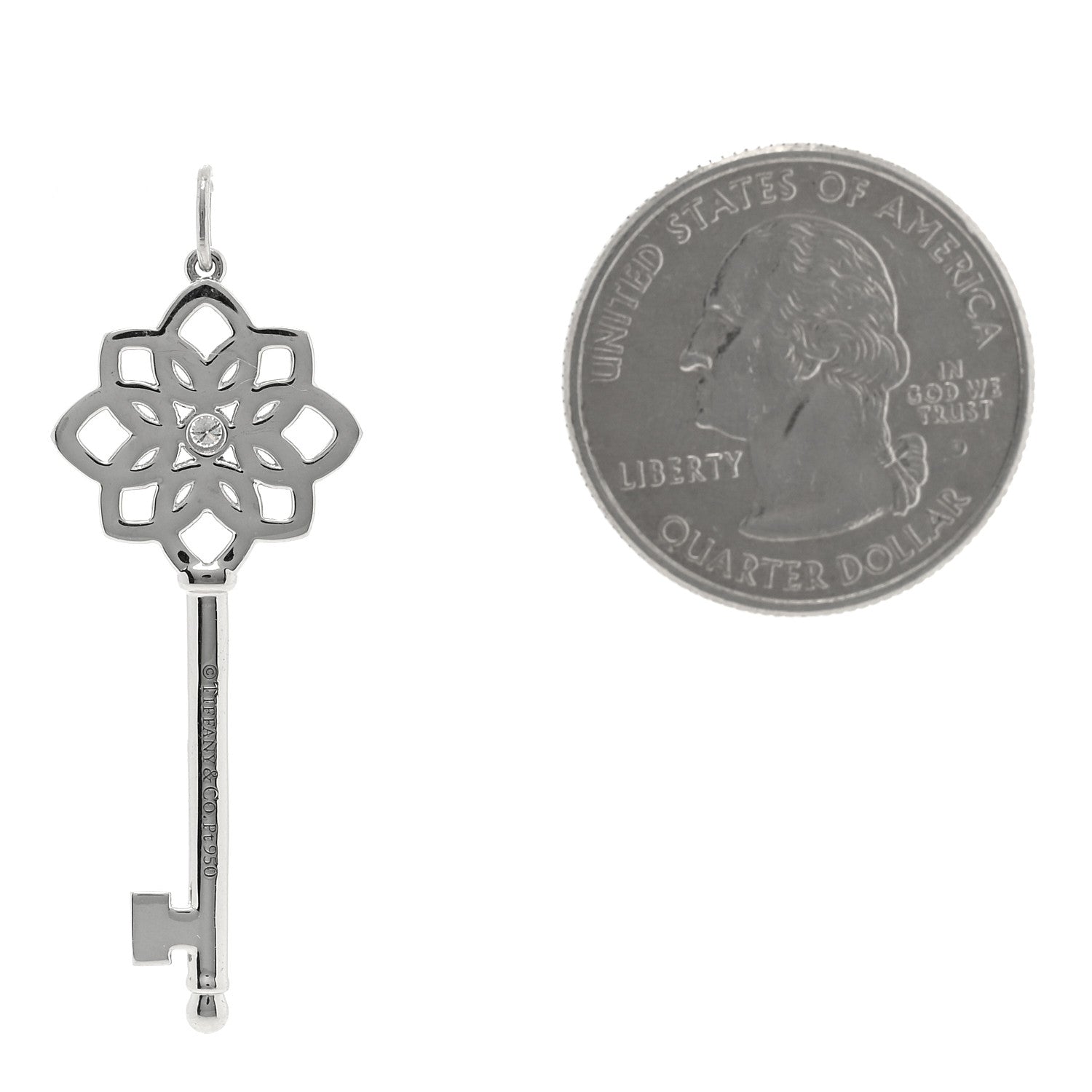 Tiffany Platinum Diamond Medium Woven Key Pendant 2 of 3