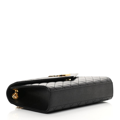 Saint Laurent Grain De Poudre Textured Mixed Matelasse Triquilt Medium Monogram Satchel Black 4 of 10