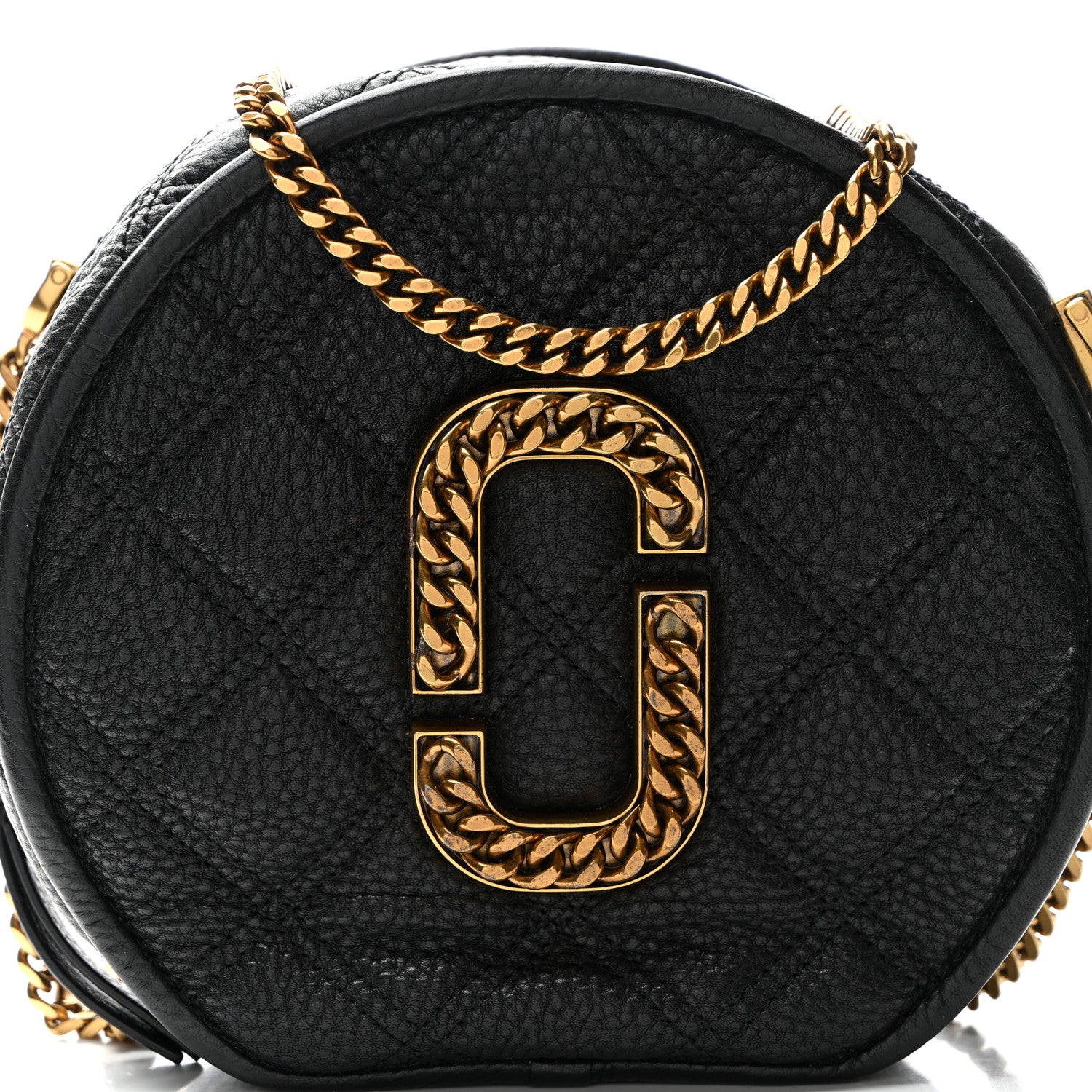 Marc Jacobs Grained Calfskin Quilted The Status Round Crossbody Black 8 of 10