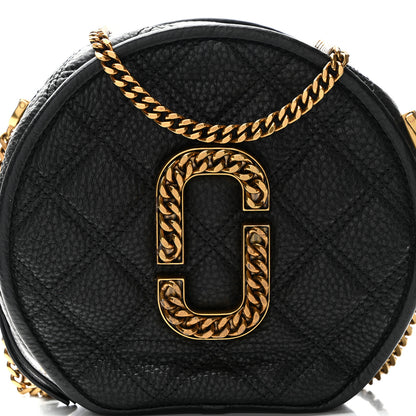 Marc Jacobs Grained Calfskin Quilted The Status Round Crossbody Black 8 of 10