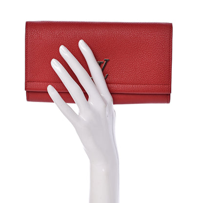 Louis Vuitton Calfskin Lockme II Wallet Rubis 2 of 8
