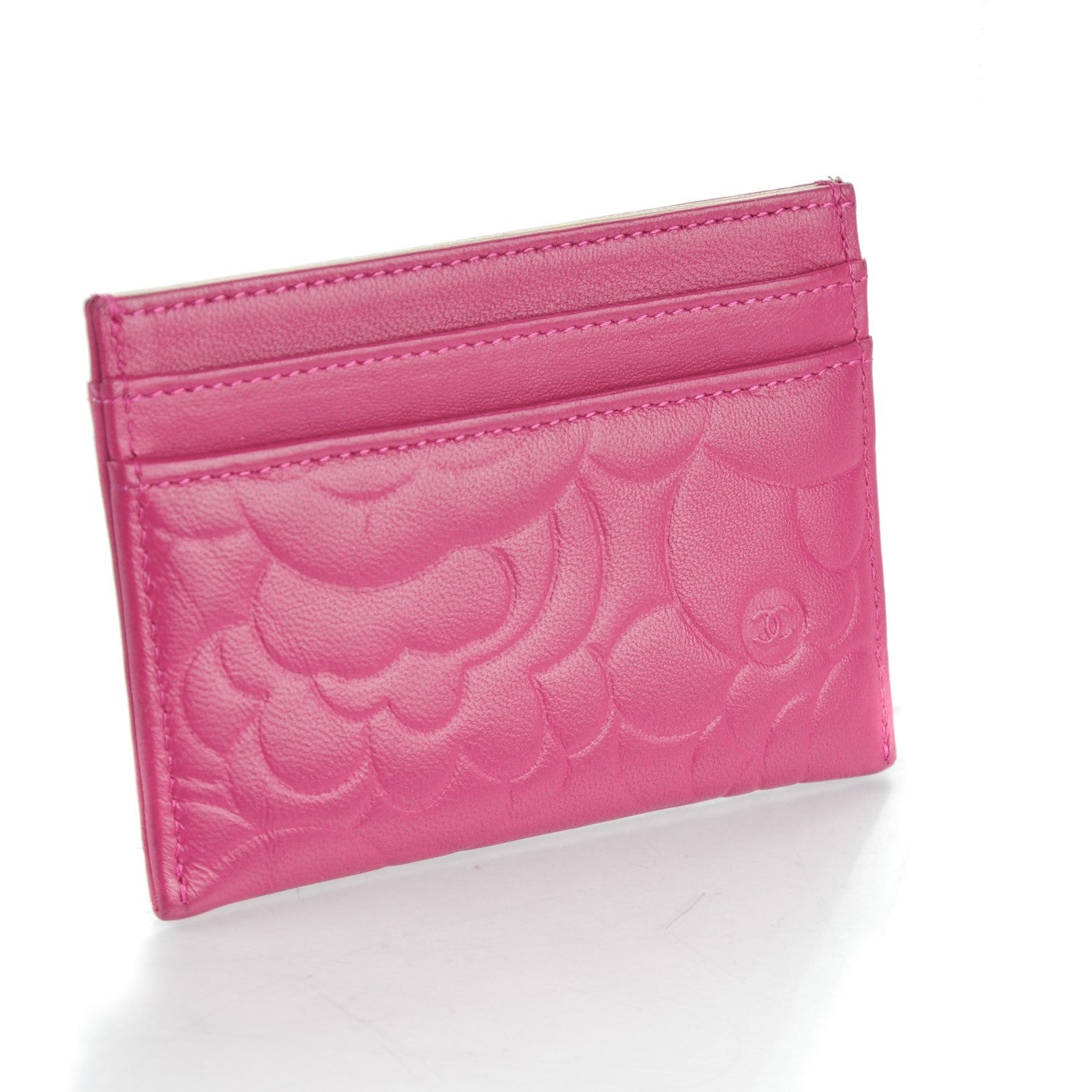 Chanel Lambskin Camellia Embossed Card Holder Fuchsia 3 of 8