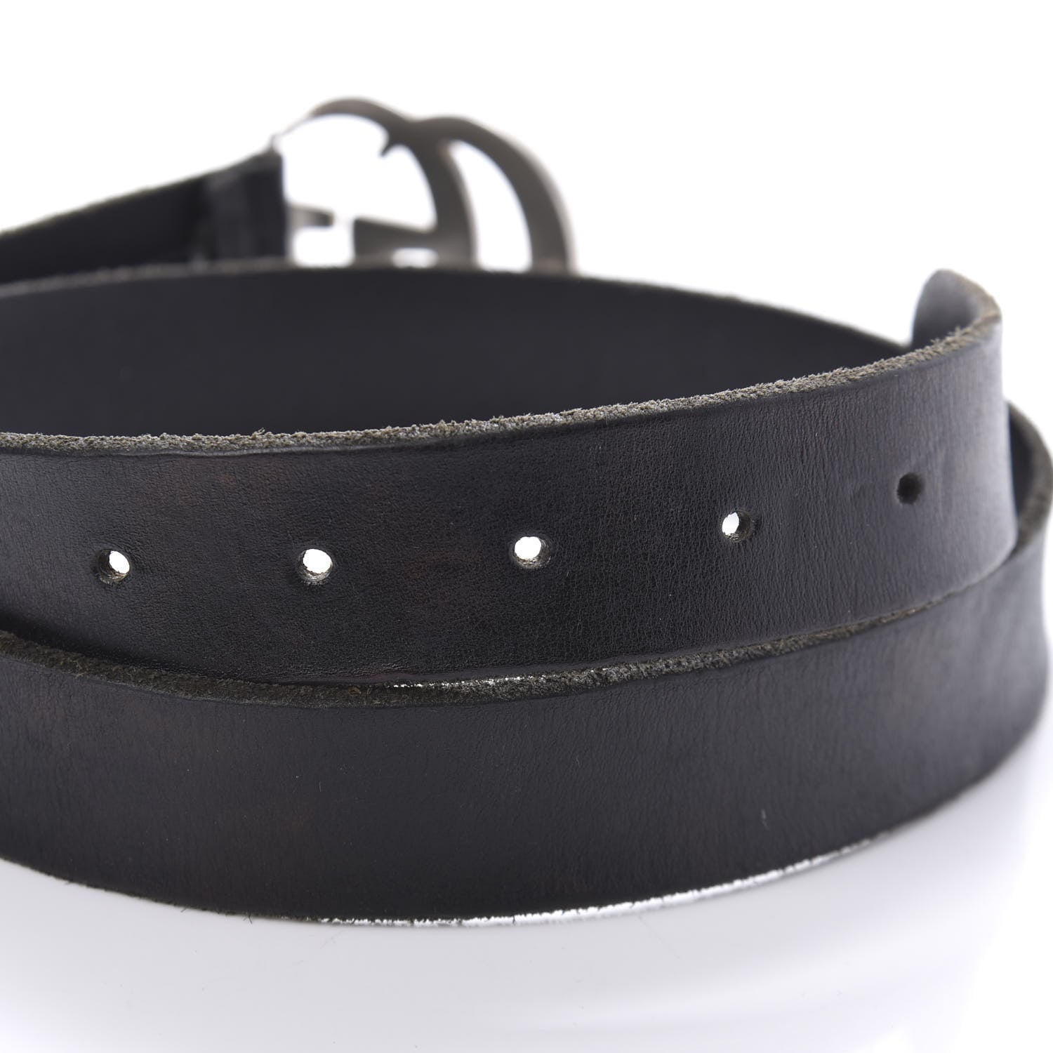 Gucci Cuoio Toscano Nickel Double G 30mm Belt 80 32 Black 3 of 5